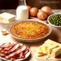 Bacon, pea, onion & cheddar quiche (500g - 22cm) frozen