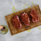 Marinaded pork ribeye steaks