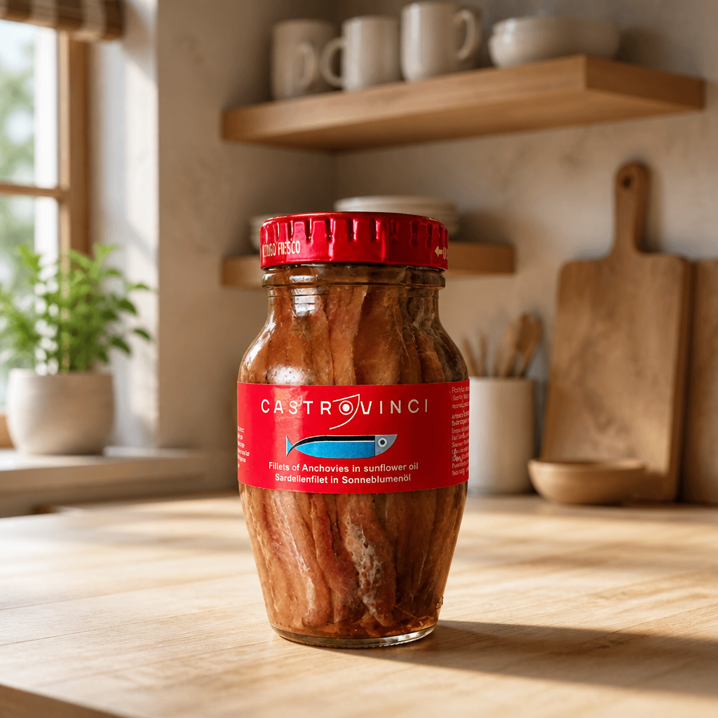 Anchovy fillets in sunflower oil (160g)